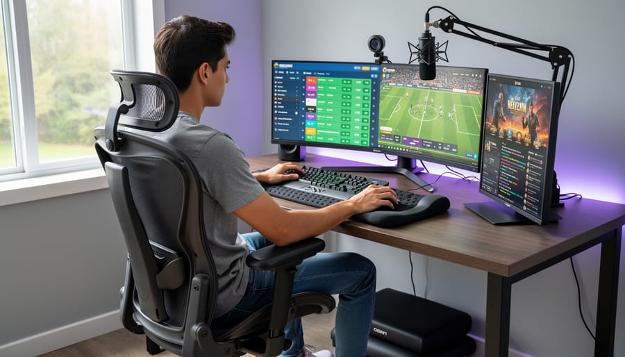 Ergonomic workspace setup with wrist support, tablet stand, and stylus for arthritis-friendly device use