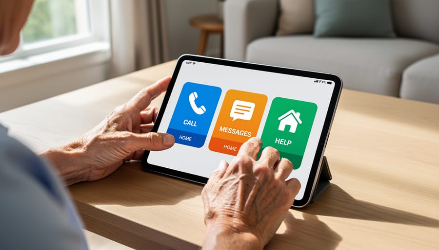 Close-up of arthritic hands easily navigating smartphone with large touch buttons