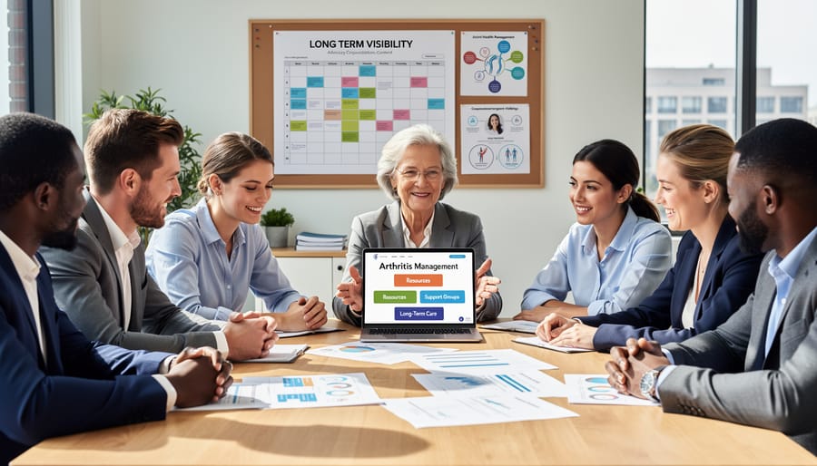 Woman with arthritis successfully accessing online health resources from home