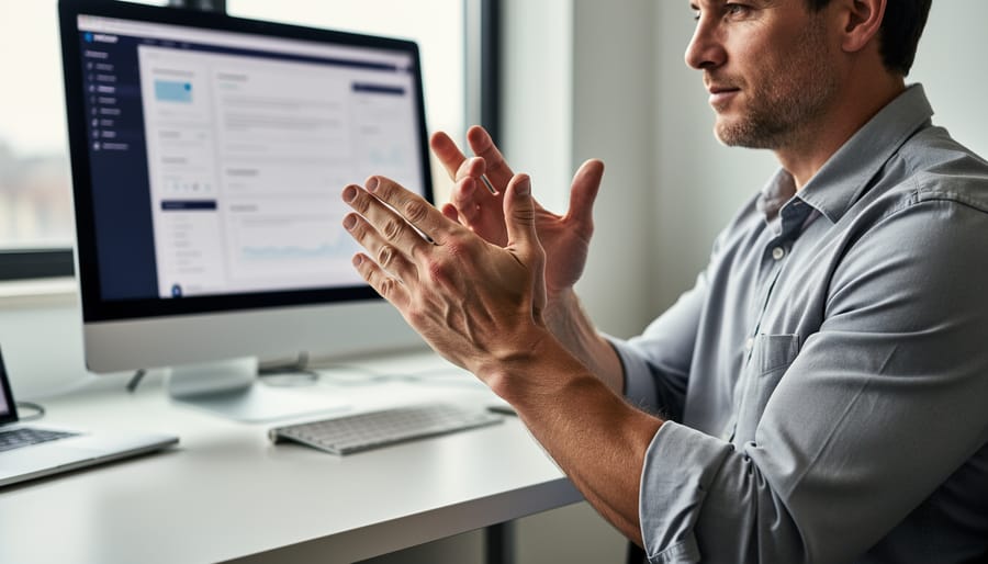 Hands performing gentle stretching exercises for arthritis relief