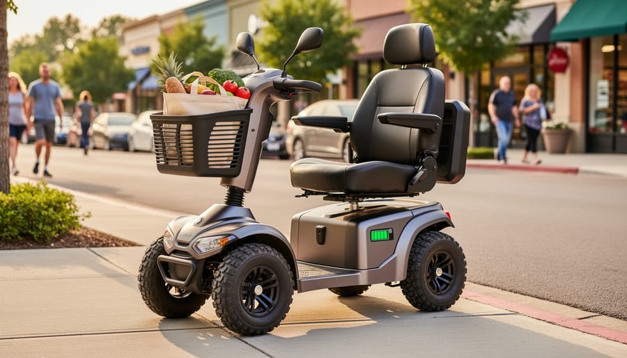 Mobility scooter outdoors on a residential path